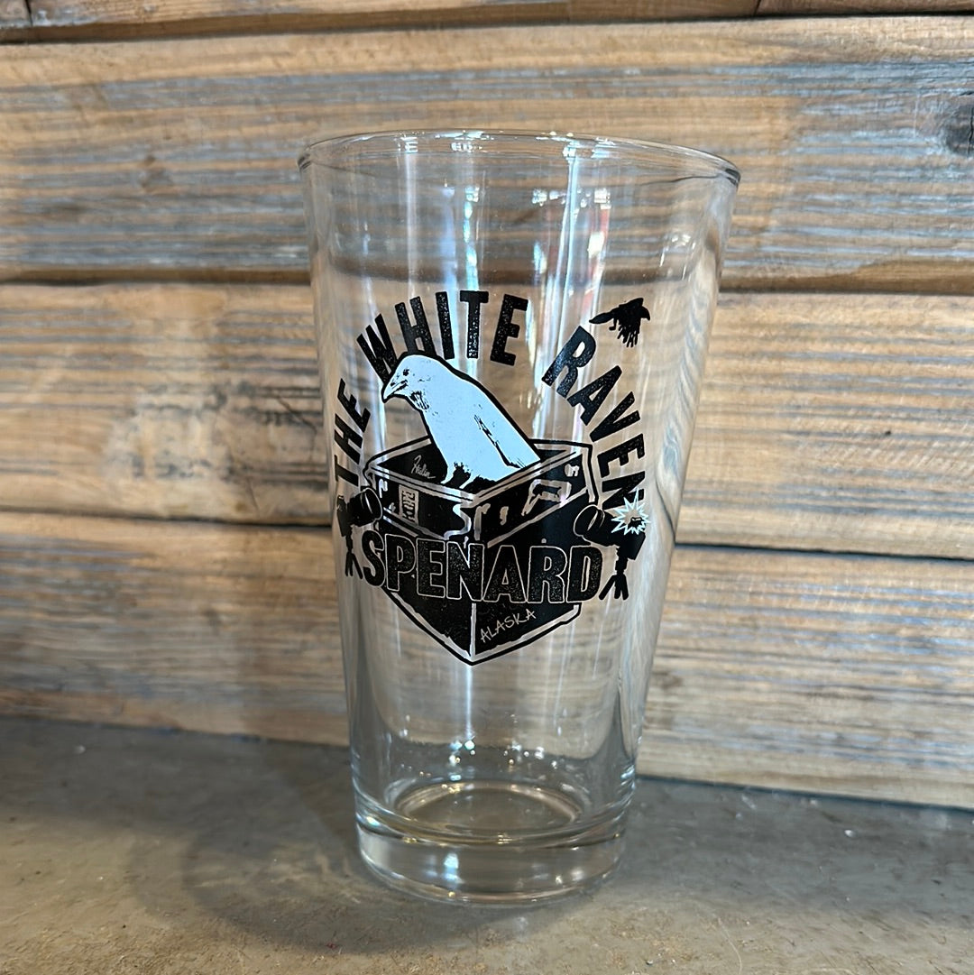 White Raven pint glasses – Hulin Alaskan Design