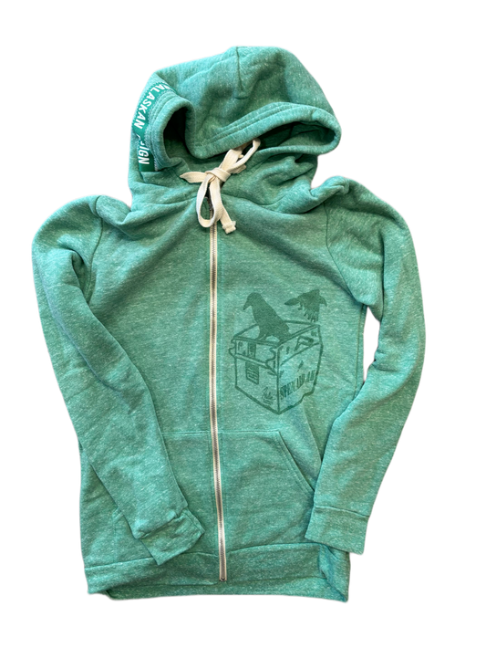 Spenard AK Zip-Up ("Glitter Green" on Green)