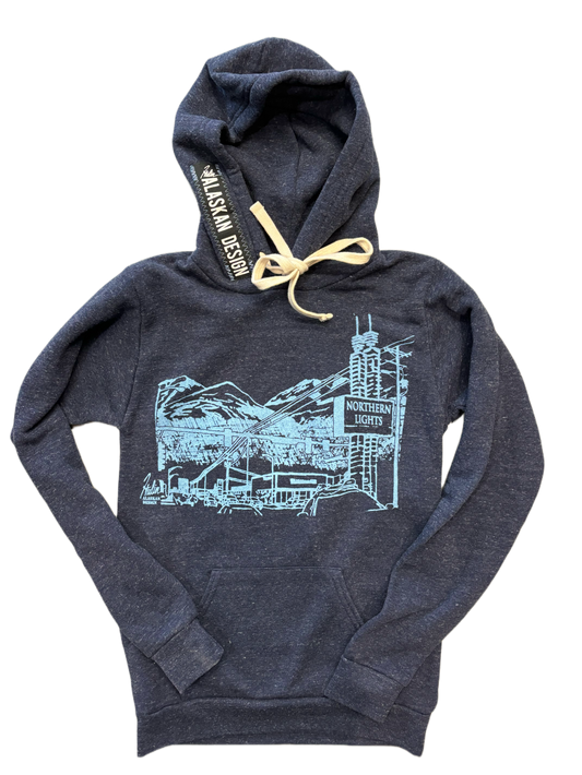 Northern Lights dark navy and blue pullover hoodie